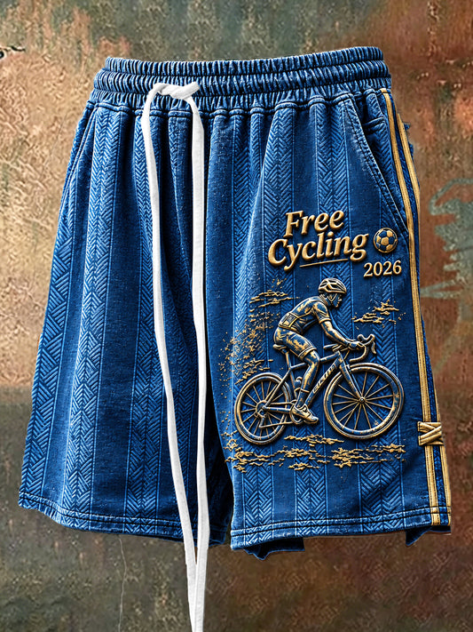 Shorts de cyclisme décontractés à rayures bleues du Tour de France 2026 pour homme