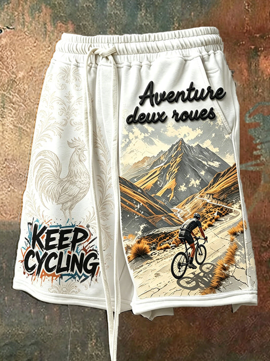 Shorts de cyclisme décontractés à imprimé Tour de France pour homme