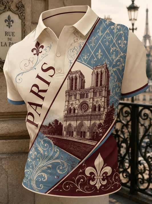Polo imprimé pour homme à l’effigie des fans de football, thème Parisien français