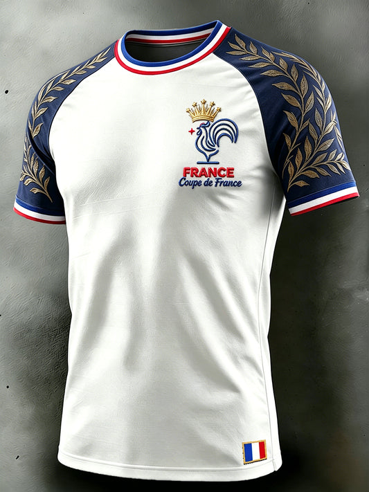 Coq français Football Imprimer T-shirt décontracté Goutte d'épaule des hommes