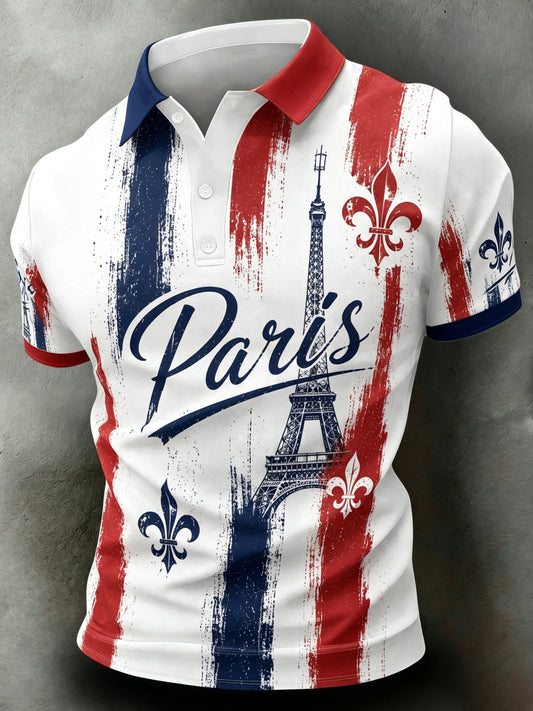Polo imprimé pour homme à l’effigie des fans de football, thème Parisien français