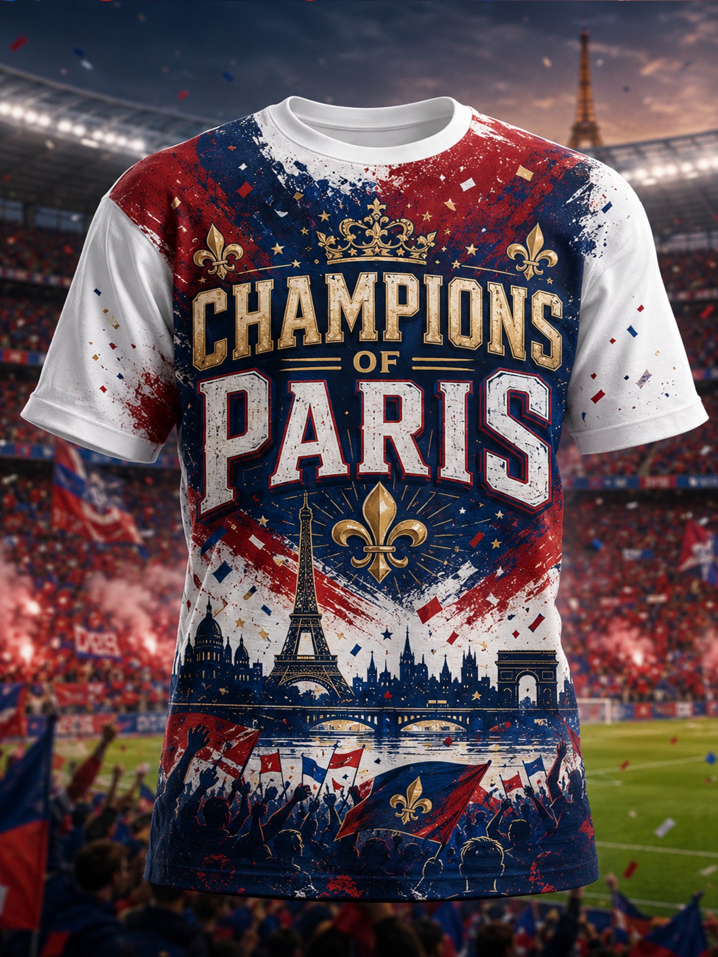 T-shirt imprimé d’art pour fans de football à Paris, modèle homme