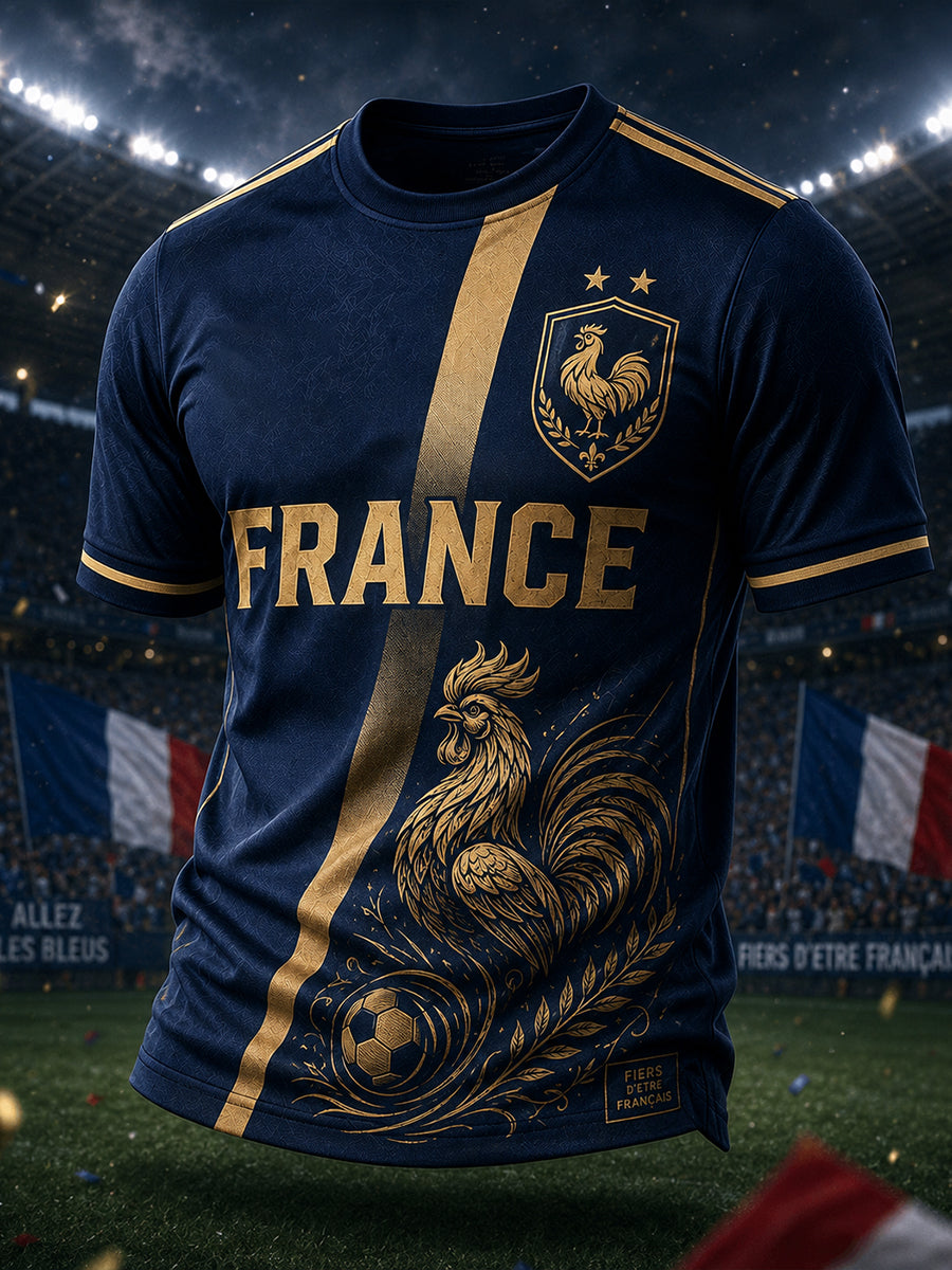 T-shirt décontracté à manches courtes pour homme, avec imprimé coq de football
