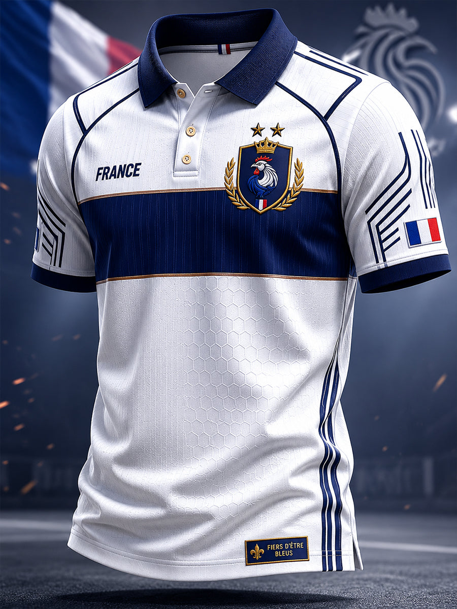 Polo décontracté à manches courtes pour homme, avec imprimé coq de football