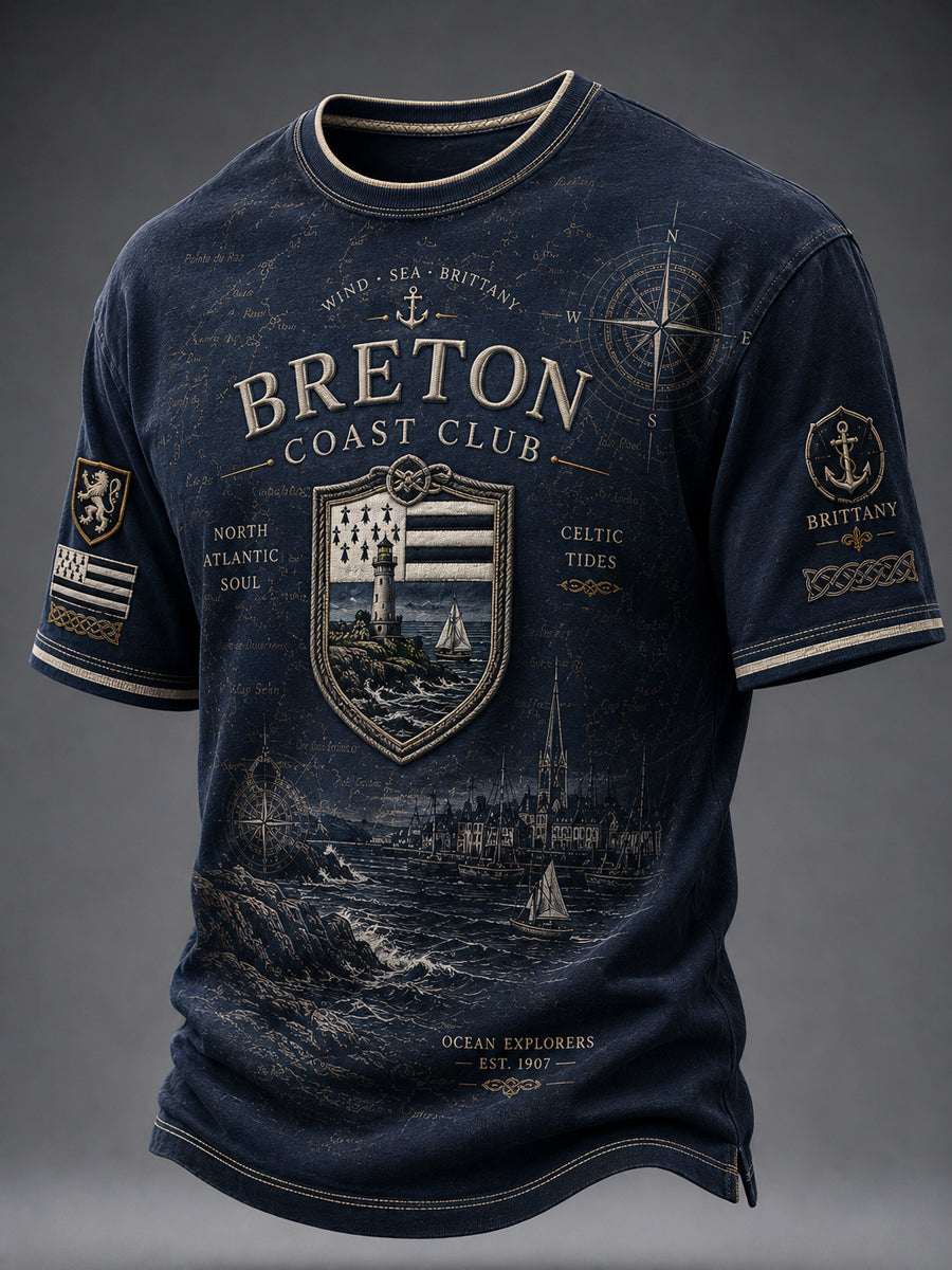 T-shirt pour hommes imprimé celtique de Bretagne, France