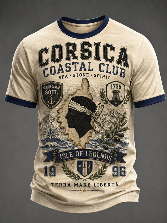T-shirt pour homme imprimé du drapeau de la Corse