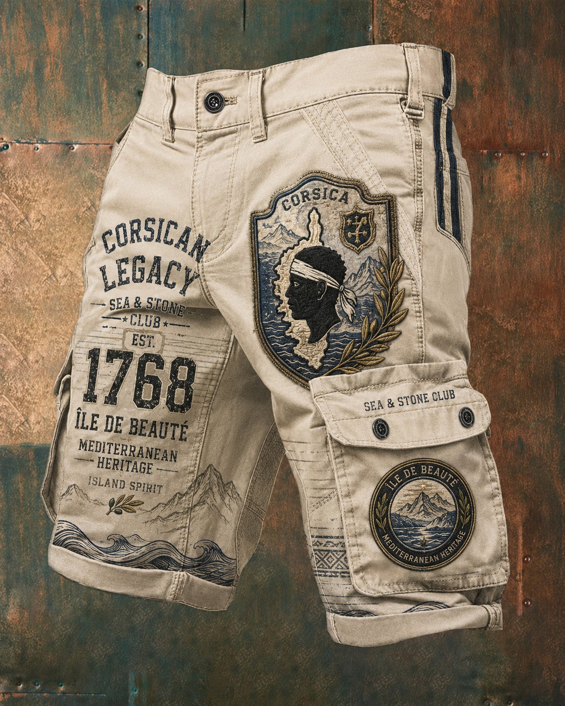 Shorts pour homme imprimés au drapeau de la Corse