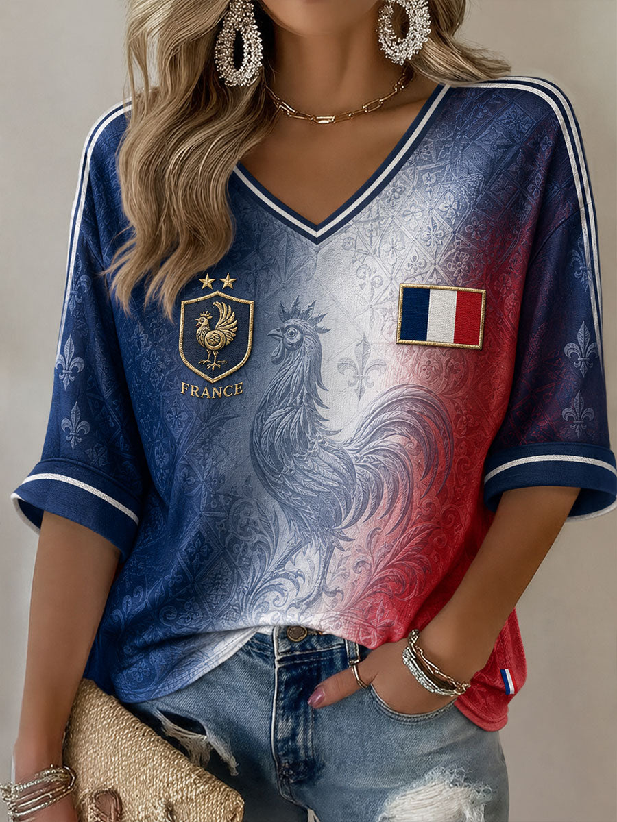 T-shirt à manches mi-longues France Football pour femme