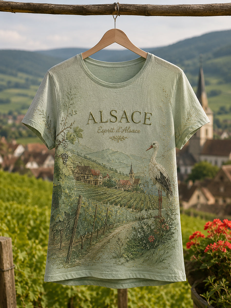 T-shirt Femme Paysage d'Alsace Française Graphique