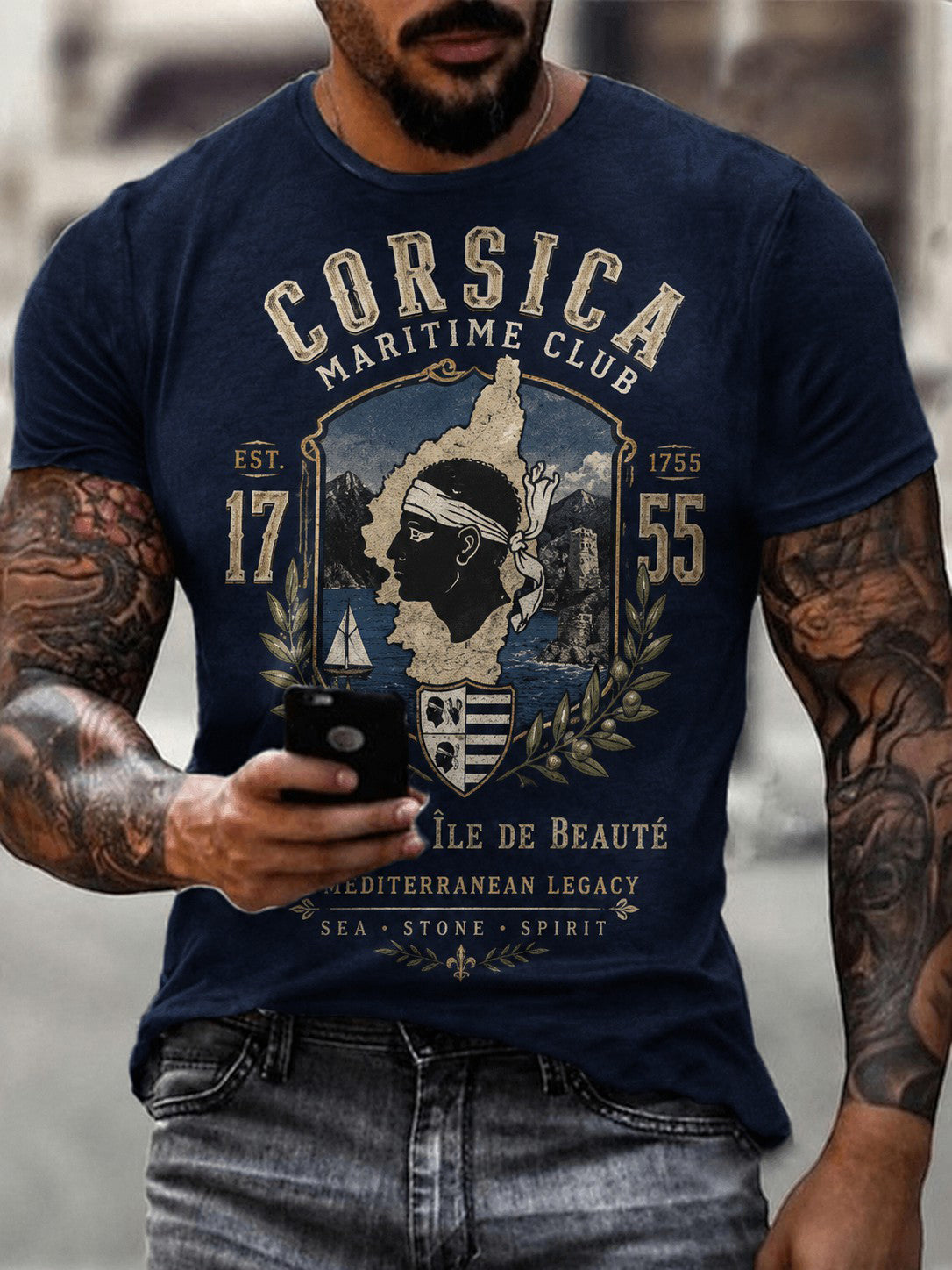 T-shirt pour homme imprimé du drapeau de la Corse