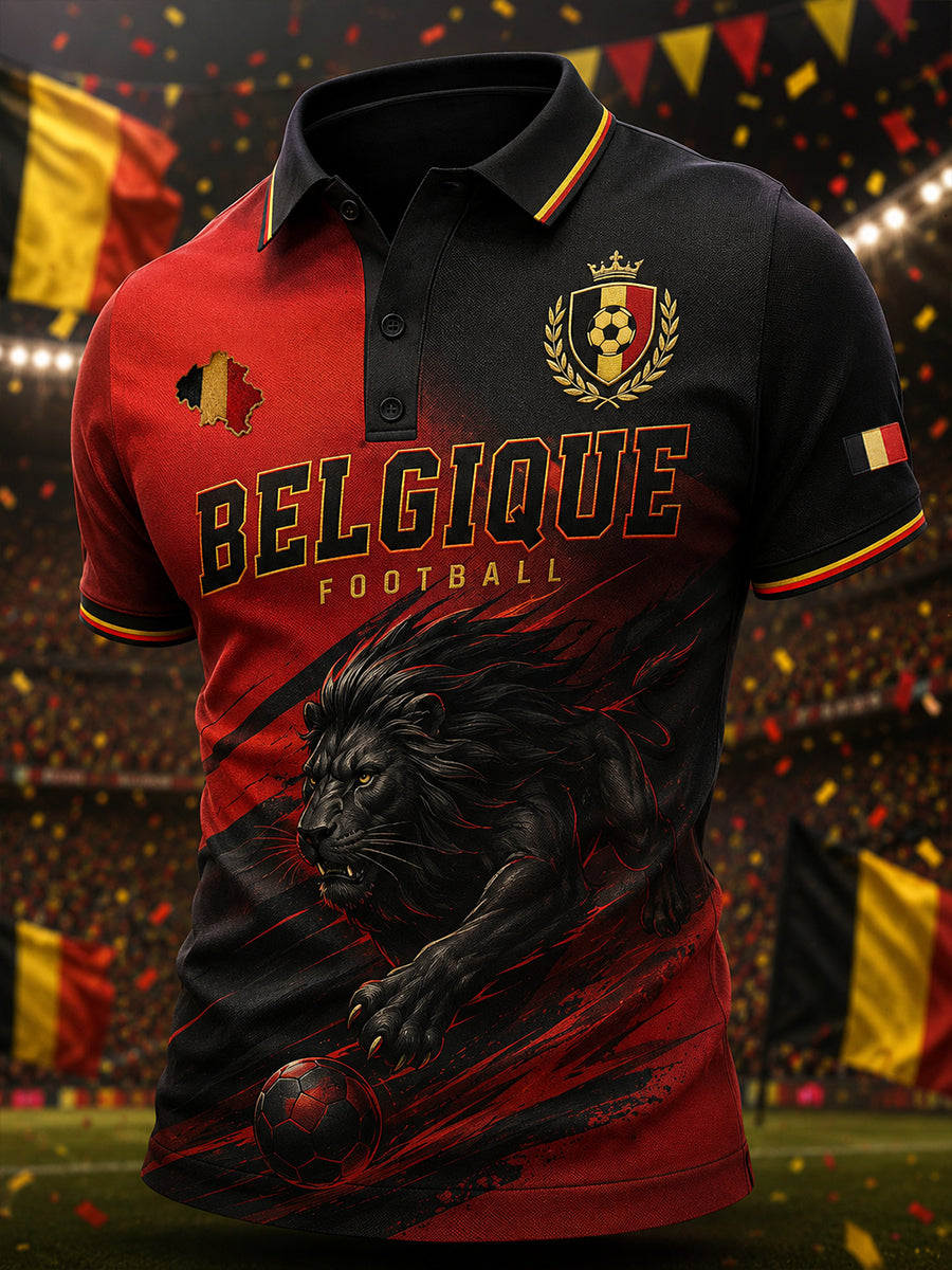 Polo à manches courtes pour homme avec imprimé footballistique