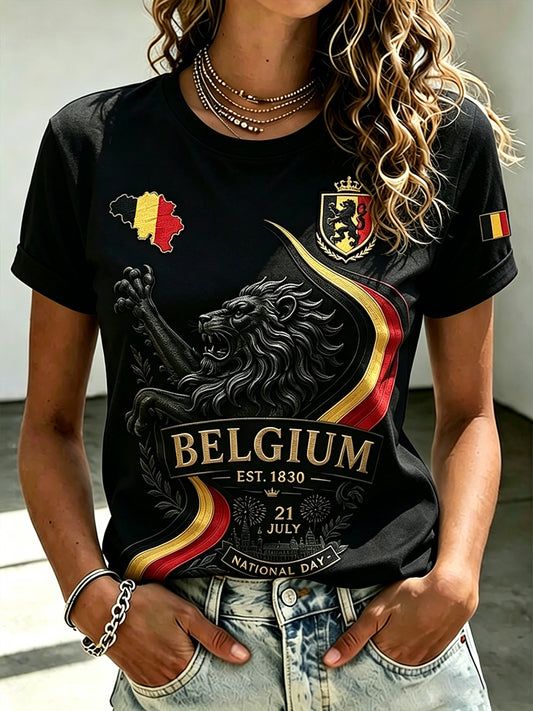 T-shirt imprimé à manches courtes pour la célébration de la Journée nationale des femmes