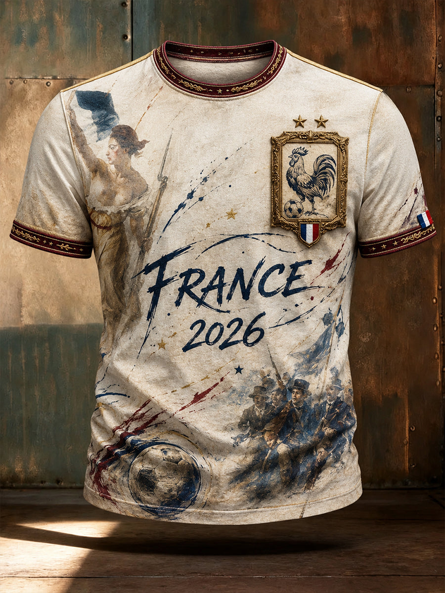 T-shirt à manches courtes de football français pour homme