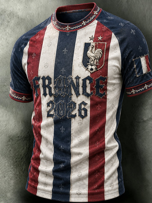 T-shirt à manches courtes de football français pour homme