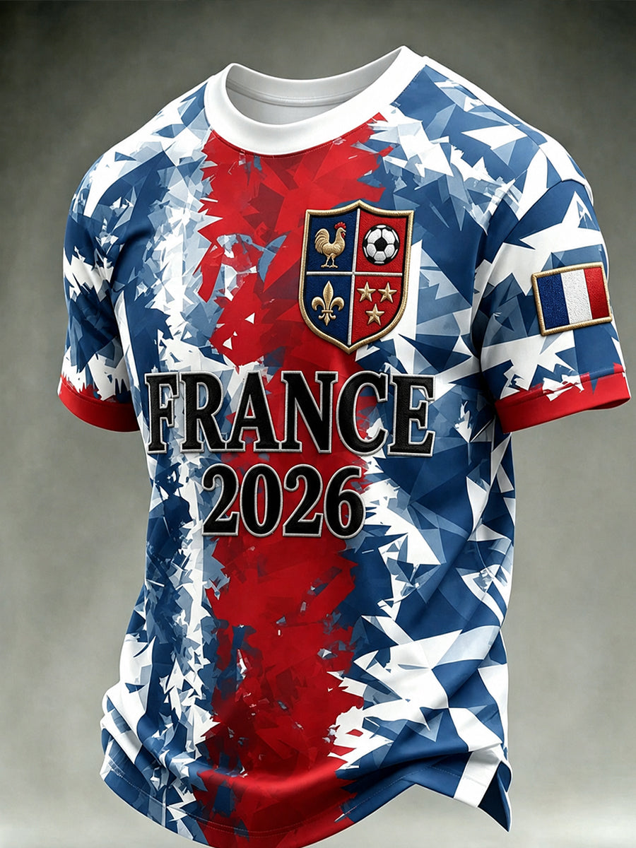 T-shirt à manches courtes de football français pour homme
