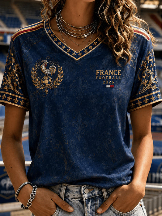 T-shirt manches courtes France Football Fan Print Femme