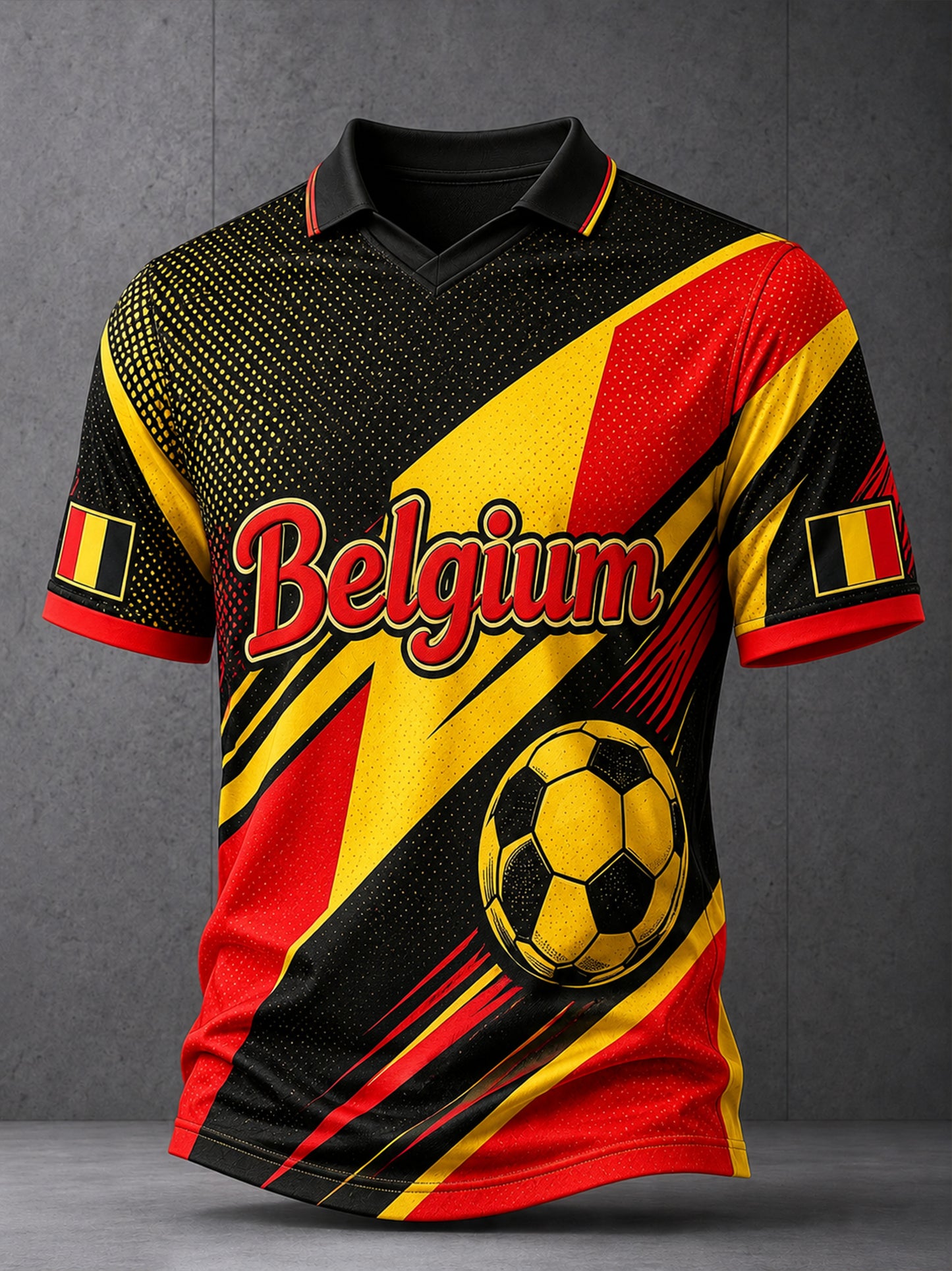 Polo imprimé pour homme à thème footballistique belge