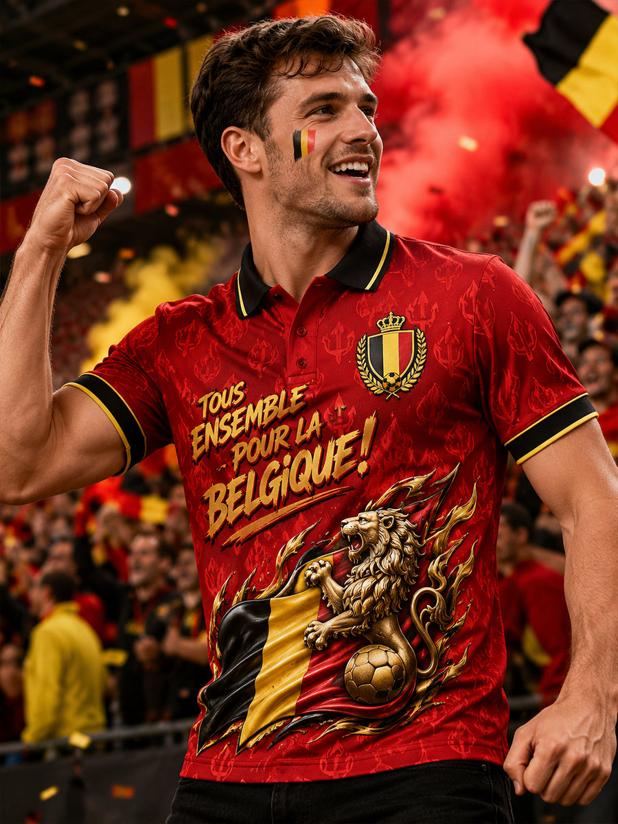 Polo Homme Manches Courtes Imprimé Football