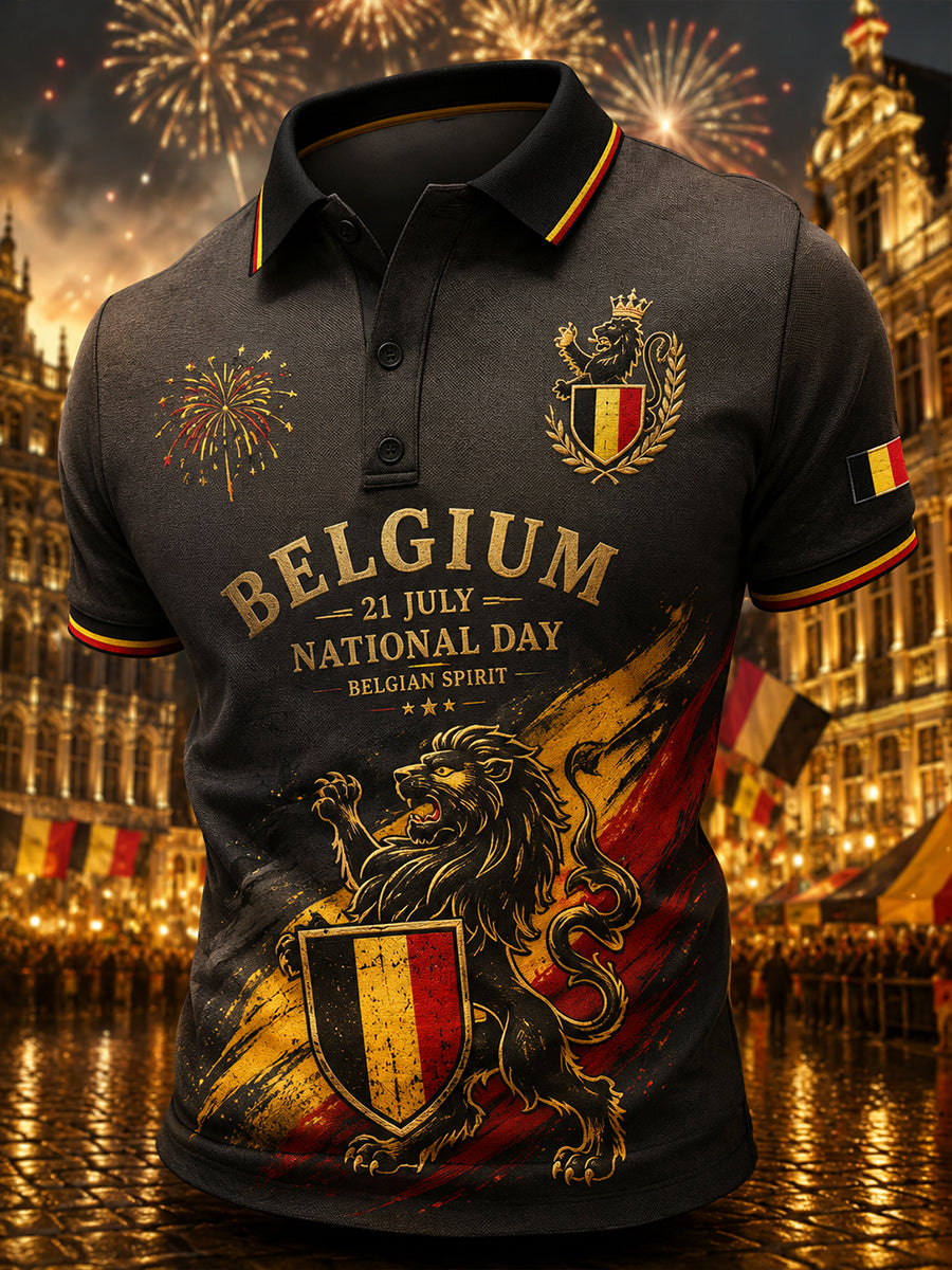 Polo homme à manches courtes sur le thème de la fête nationale