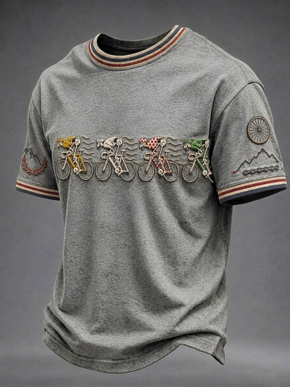 T-shirt à manches courtes pour hommes Skeleton Bicycle