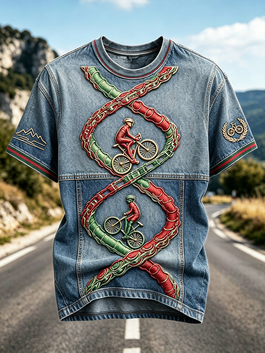 T-shirt décontracté pour homme à imprimé 3D en patchwork sur le Tour de France français