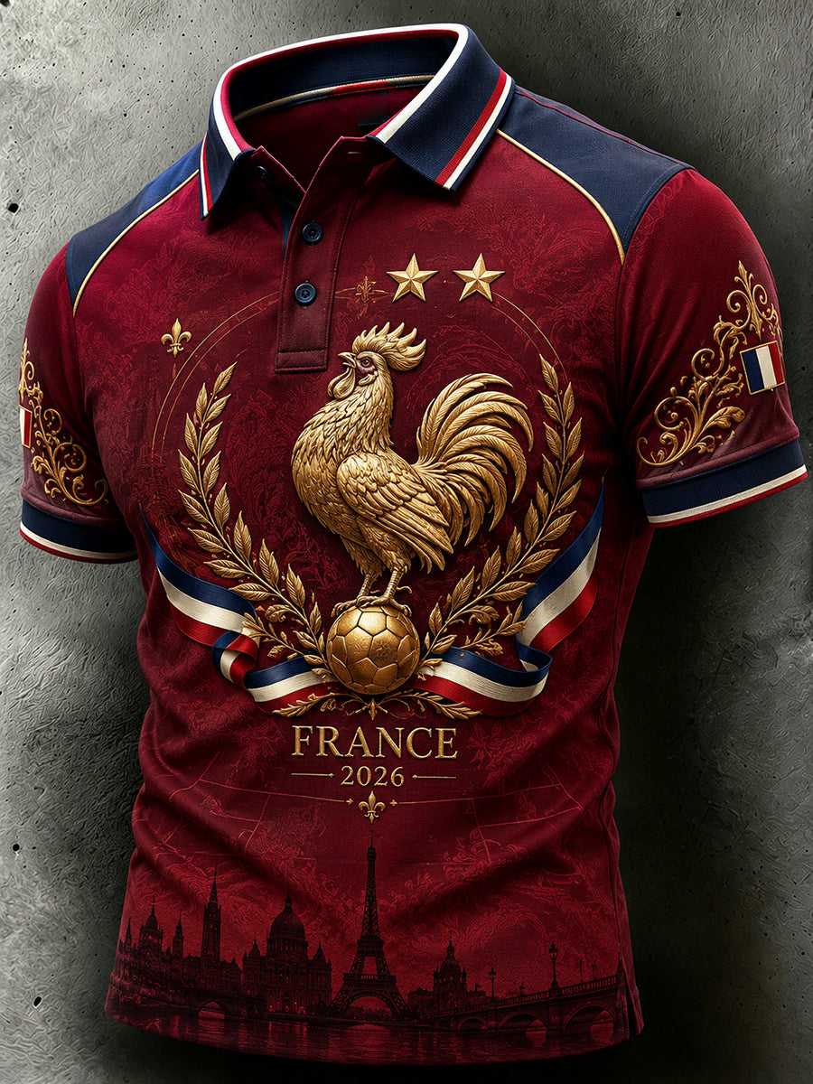 Polo imprimé artistique France Football pour homme