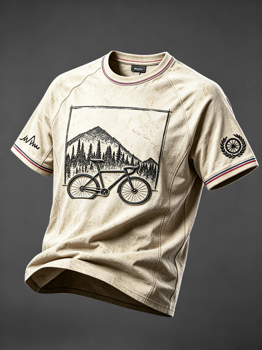 T-shirt décontracté pour homme, motif patchwork rétro 3D, rêve du Tour de France, cyclisme français