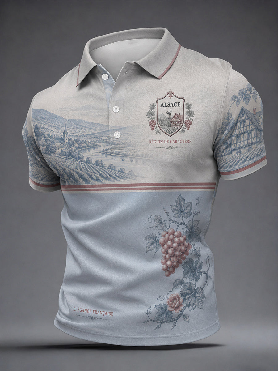 Chemise homme à motif paysager d'Alsace, style français