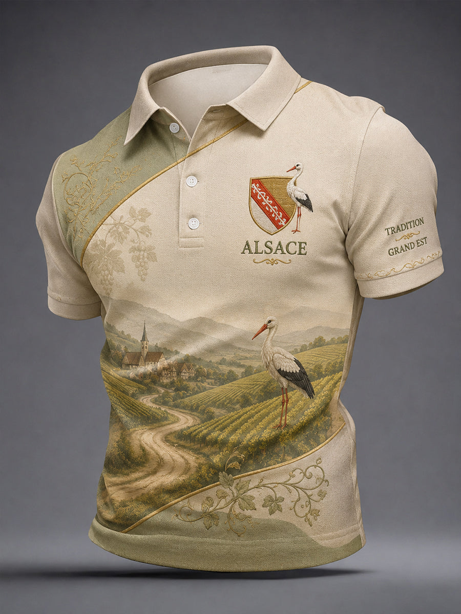 Chemise homme à motif paysager d'Alsace, style français