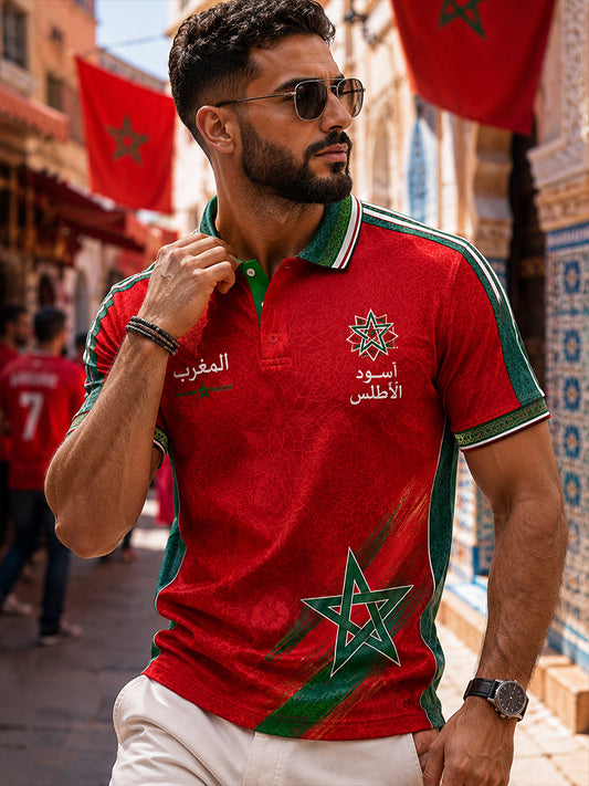 Rétro Football marocain Fan Art Print Casual Jersey