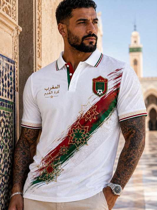 Maillot décontracté avec impression d’art fan de football marocain rétro