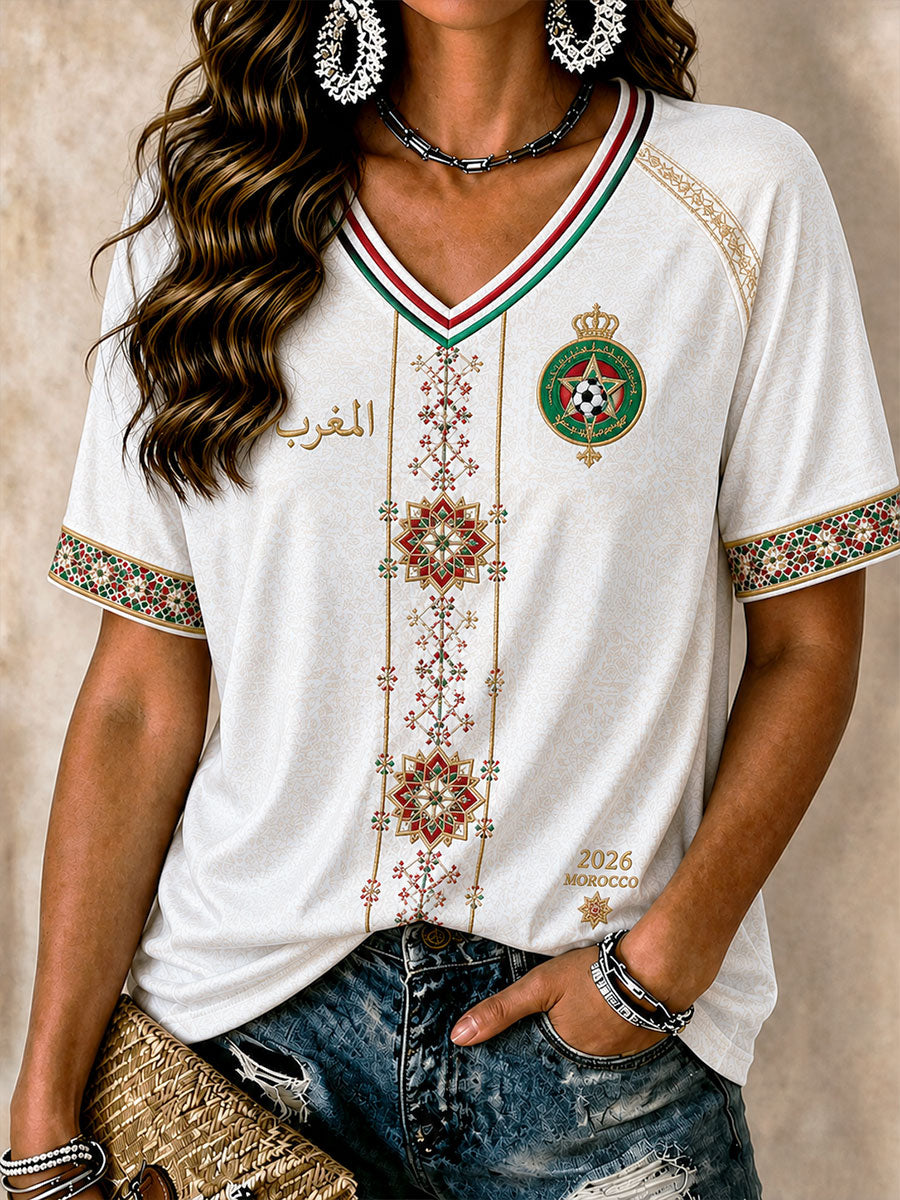 T-shirts de football 2026 pour femmes, Maroc