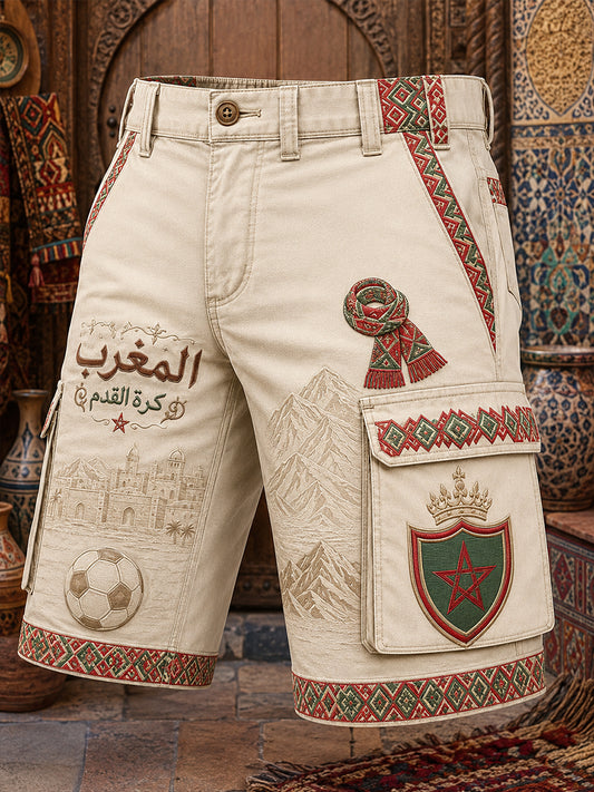 Pantalon décontracté rétro imprimé de fan de football marocain