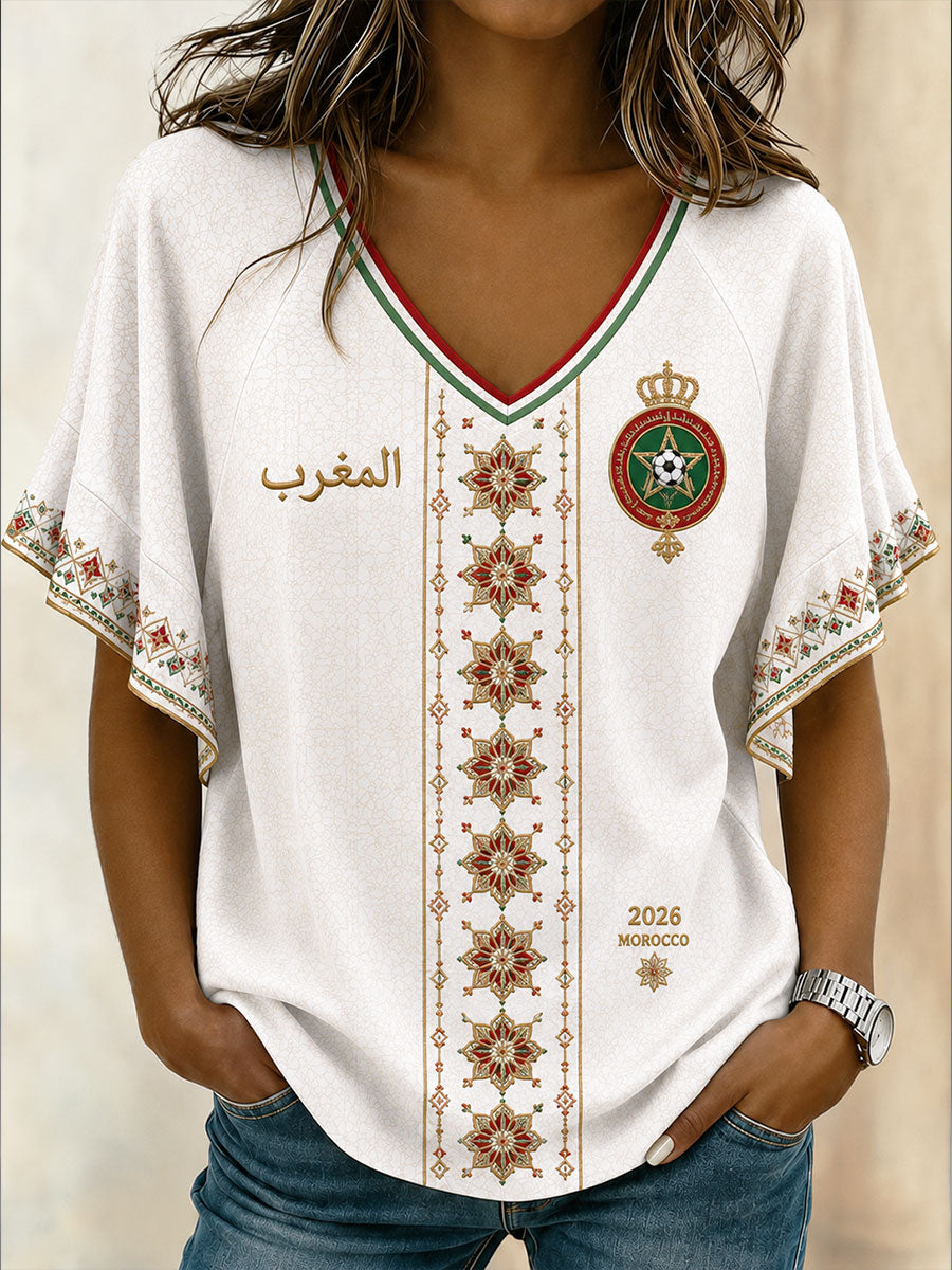 T-shirts de football 2026 pour femmes, Maroc
