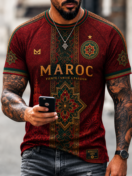 T-shirt manches courtes imprimé MAROC pour homme
