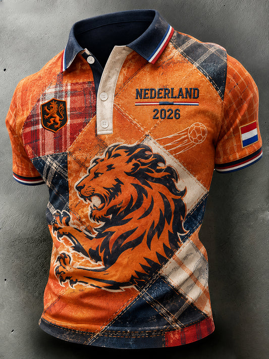 Polo à manches courtes pour homme avec imprimé footballistique