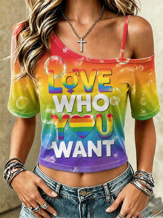 Camisole Pride Moon Print à manches courtes Femme