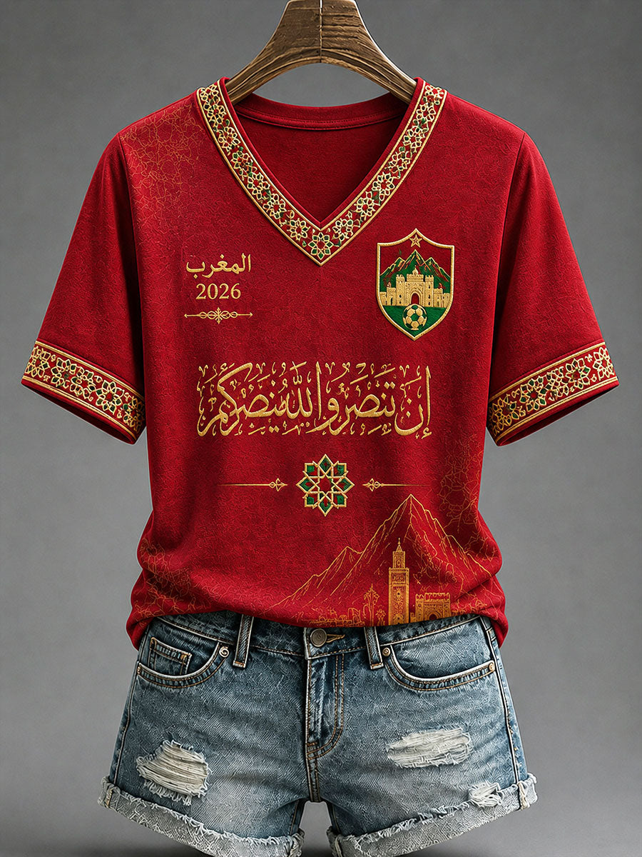 T-shirt de football 2026 du Maroc pour femmes