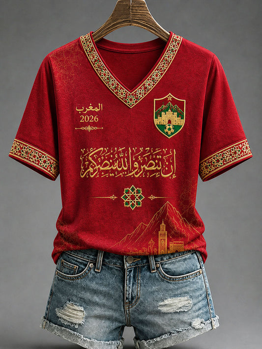 T-shirt de football 2026 du Maroc pour femmes