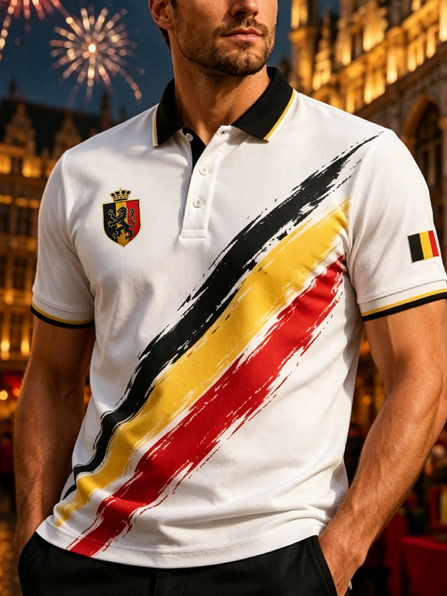 Polo homme à manches courtes sur le thème de la fête nationale