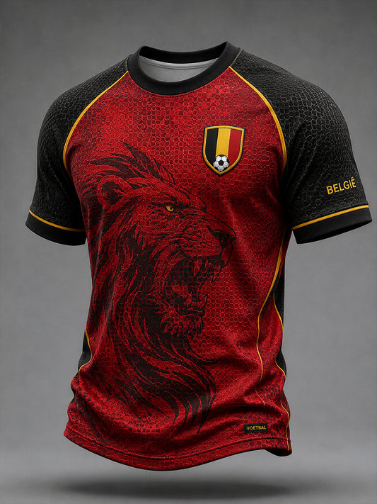 Maillot décontracté avec impression d’art fan de football belge rétro