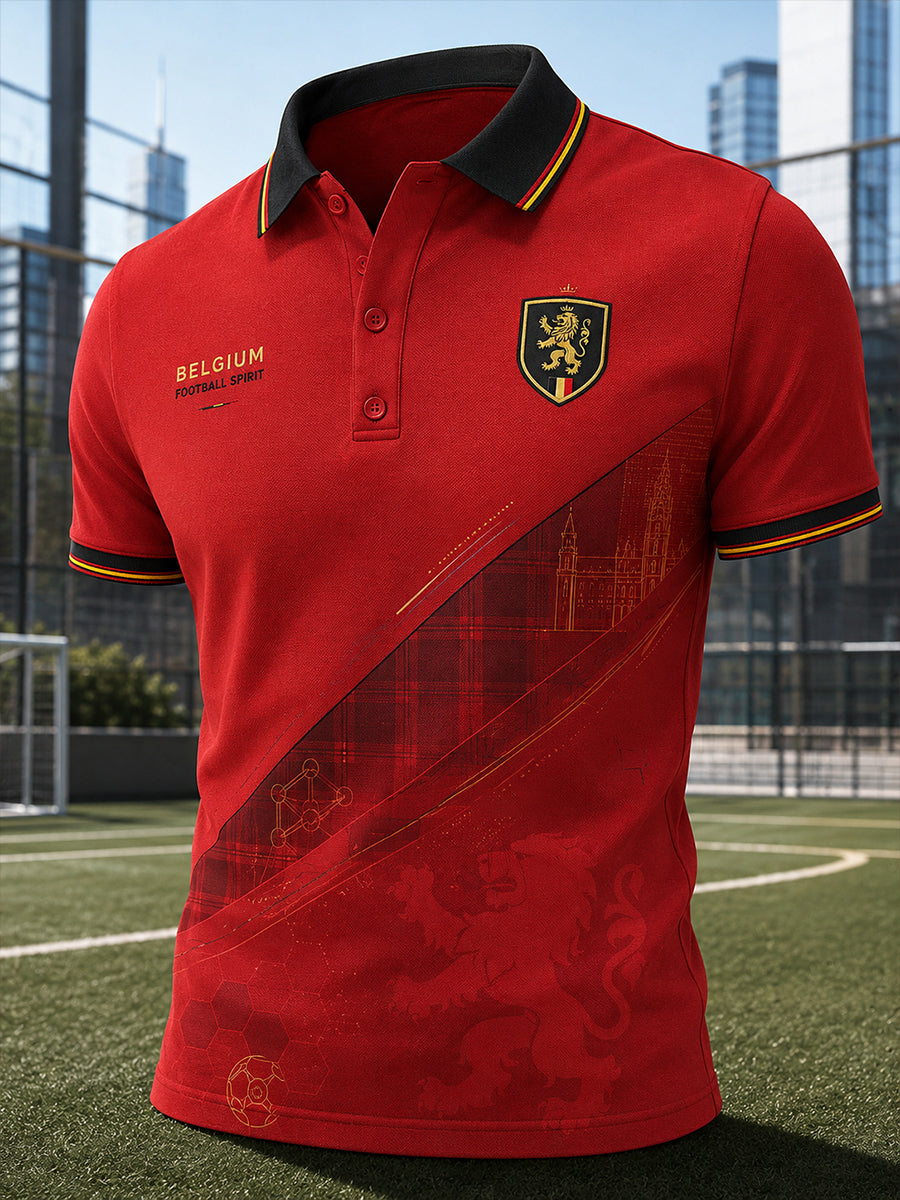 Polo à manches courtes pour homme avec imprimé lion de football