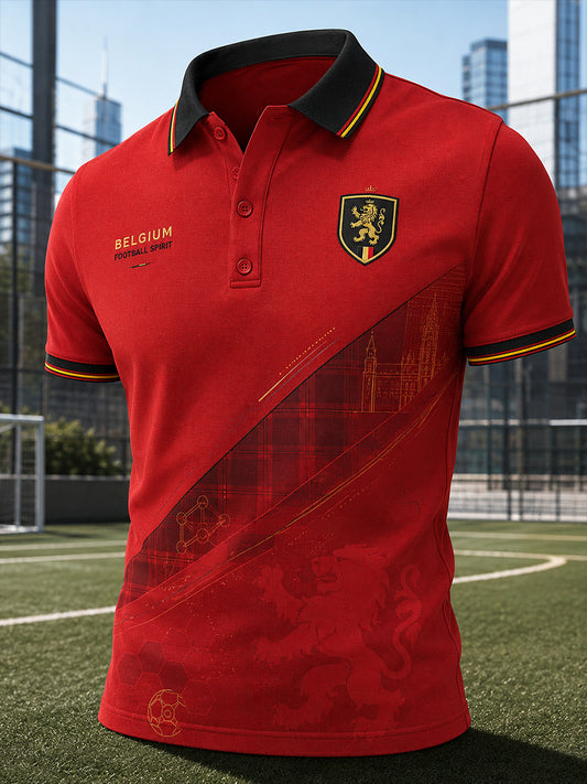 Polo à manches courtes pour homme avec imprimé lion de football