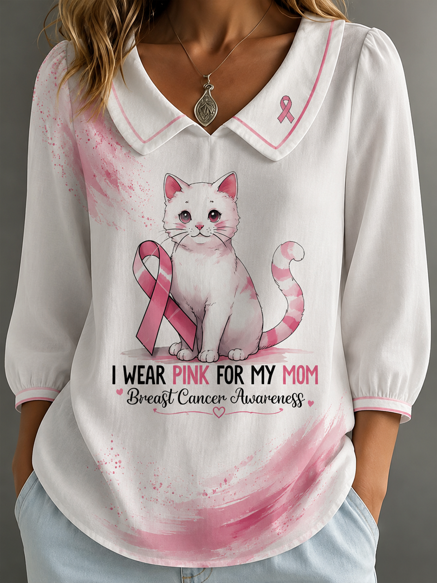 Chemise Femme Fight Breast Cancer Print Coton-Lin