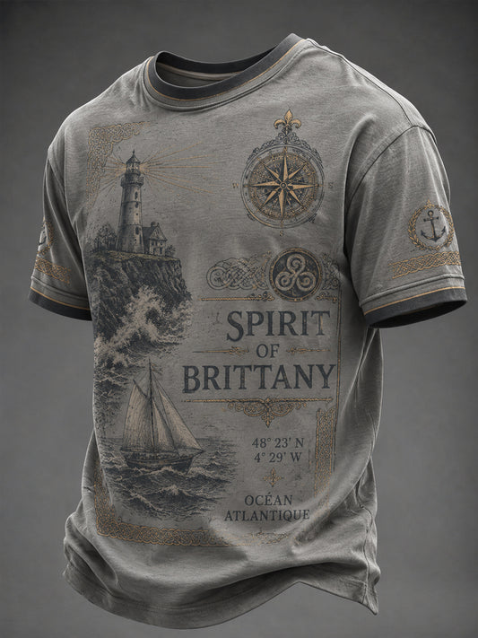 T-shirt pour hommes imprimé celtique de Bretagne, France