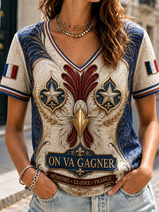 T-shirt imprimé pour femmes France Stars Football Lover, humoristique