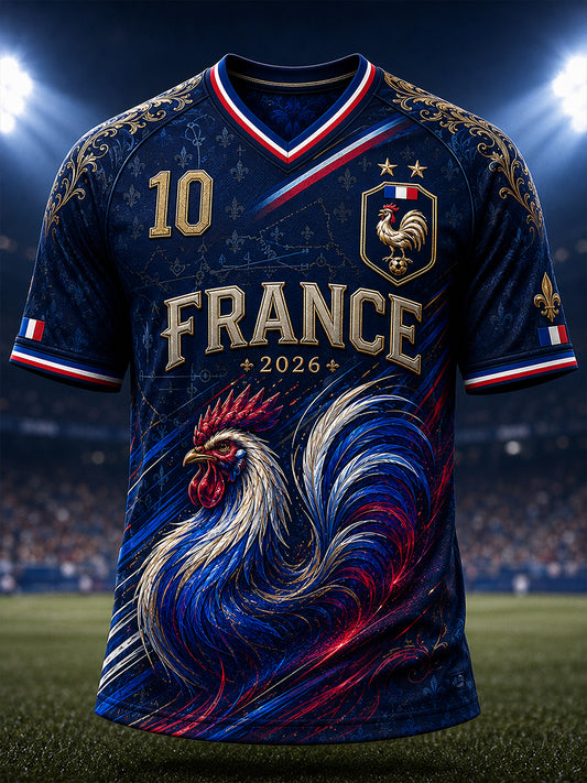 T-shirt à col en V pour la commémoration patriotique française, modèle homme