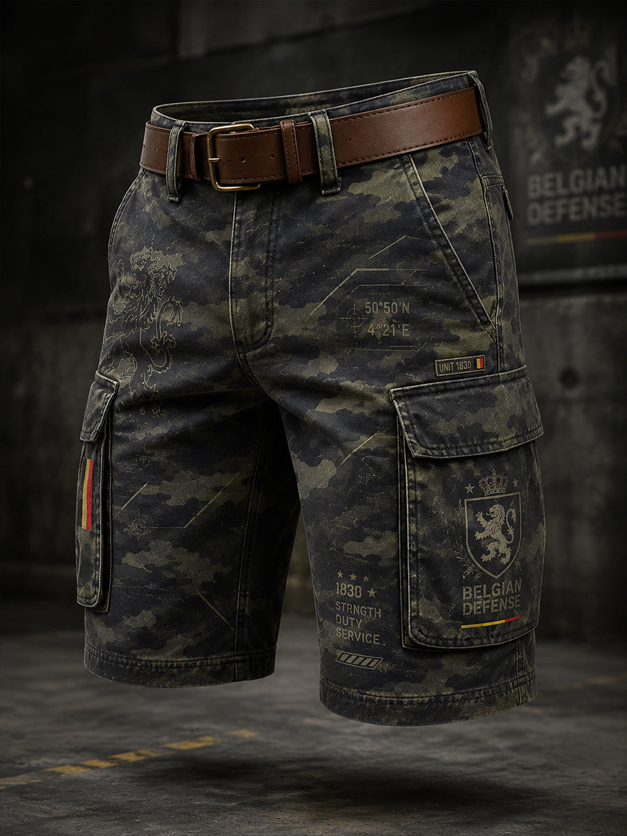Pantalon cargo court à imprimé camouflage militaire pour homme