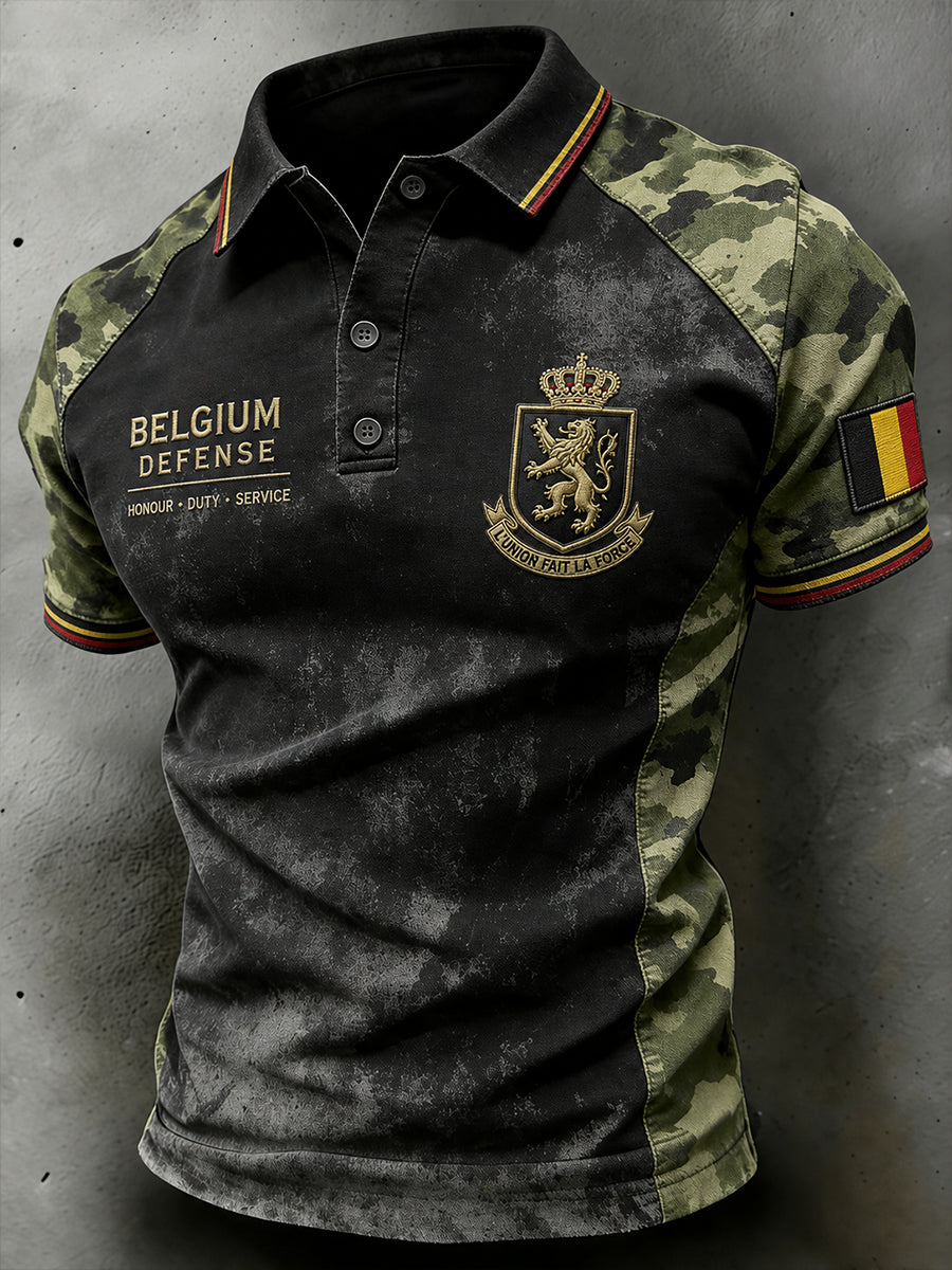 Polo Homme À Manches Courtes Imprimé Militaire