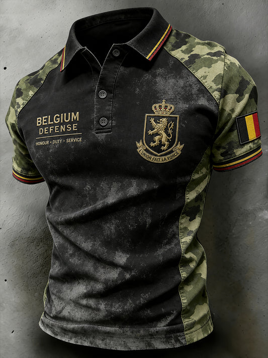 Polo Homme À Manches Courtes Imprimé Militaire